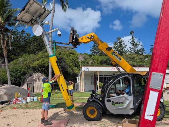 Emergency Response Beacon being installed using a telehandler